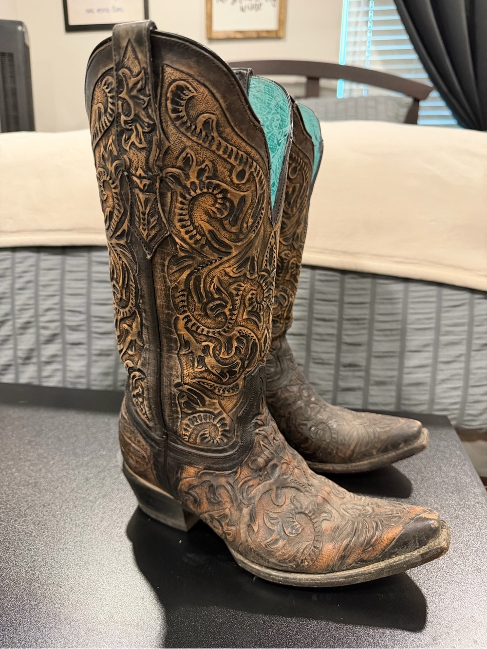 Corral Brown Tooled Leather Cowboy Boots